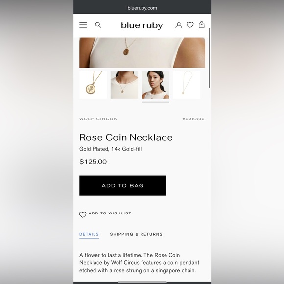 WOLF CIRCUS ROSE COIN NECKLACE - Picture 8 of 9